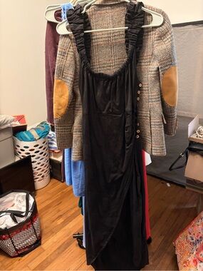 Free People Black Ruffled Strap Maxi Dress
